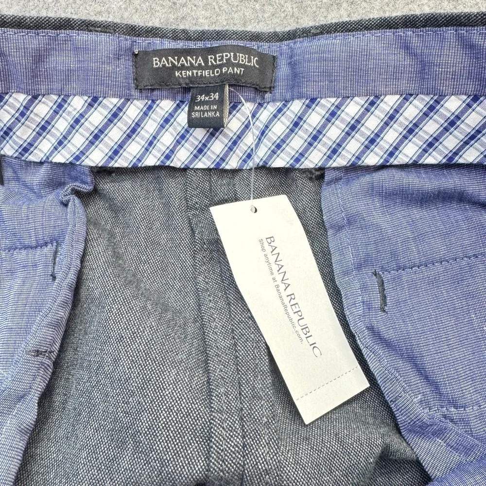 NEW Banana Republic Men's Kentfield‎ Pants Gray 34x33 Straight Fit Dress Slack